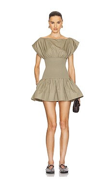 Helsa Rib Mix Shirting Mini Dress in Olive Green from Revolve.com | Revolve Clothing (Global)
