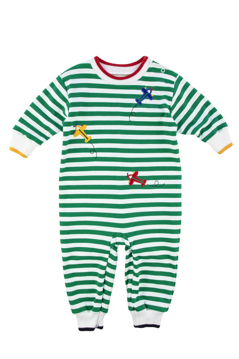 Stripe Knit Longall With Airplanes | Florence Eiseman