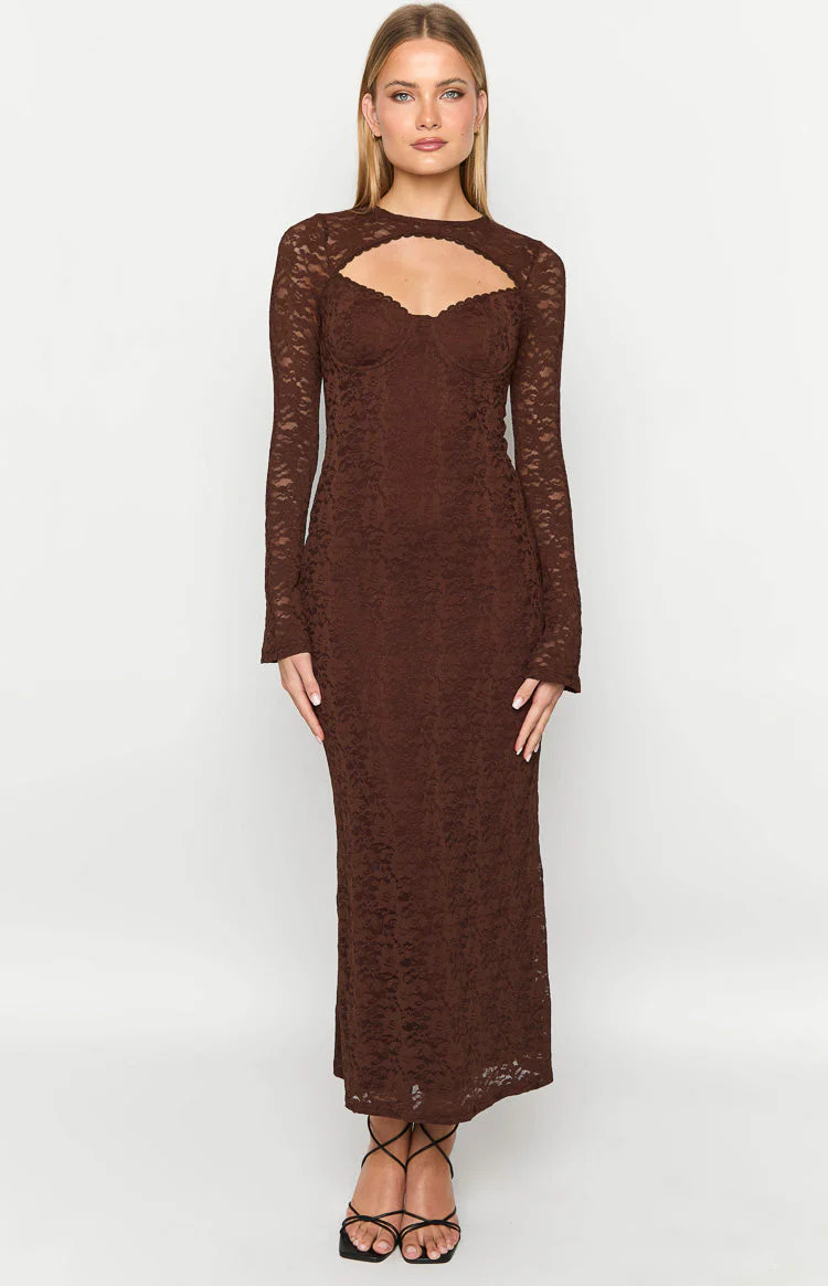 Camielle Brown Maxi Dress | Beginning Boutique (US)