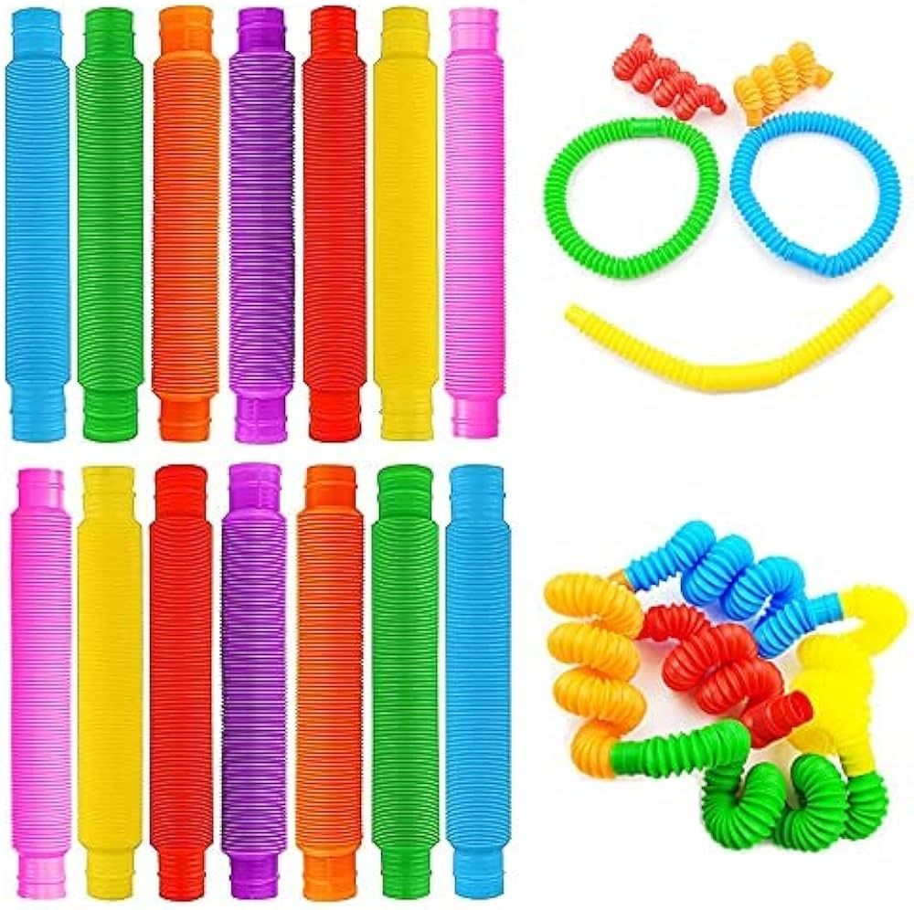 Pop Tubes, 14Pack Pop Tube Fidget Toys for Kids and Sensory Toys for Children and Aldult, Fidget ... | Amazon (US)