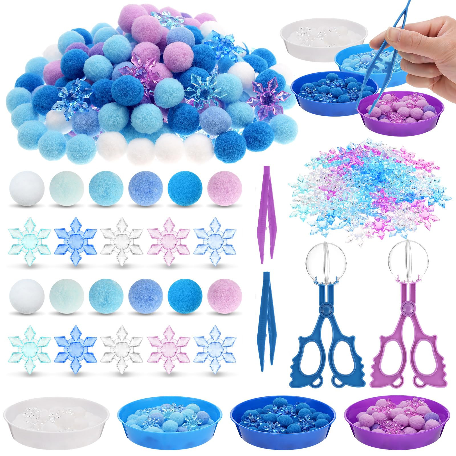 208 Pcs Winter Sensory Bin Items Winter Frozen Snowflake Counting Sorting Sensory Bin Filler Fine... | Amazon (US)