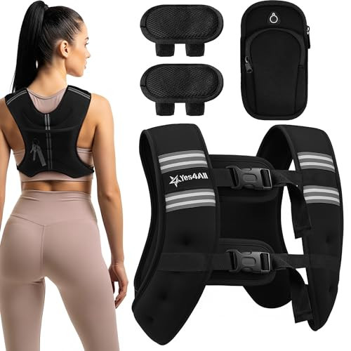 Yes4All Weight Vest, 16lb Fixed Weighted Vests for Women & Men with 2 Adjustable Buckle Strap & Reflective Stripe, 2 Shoulder Pads & Phone Pocket – Ideal for Workout, Walking, Strength Training | Amazon (US)