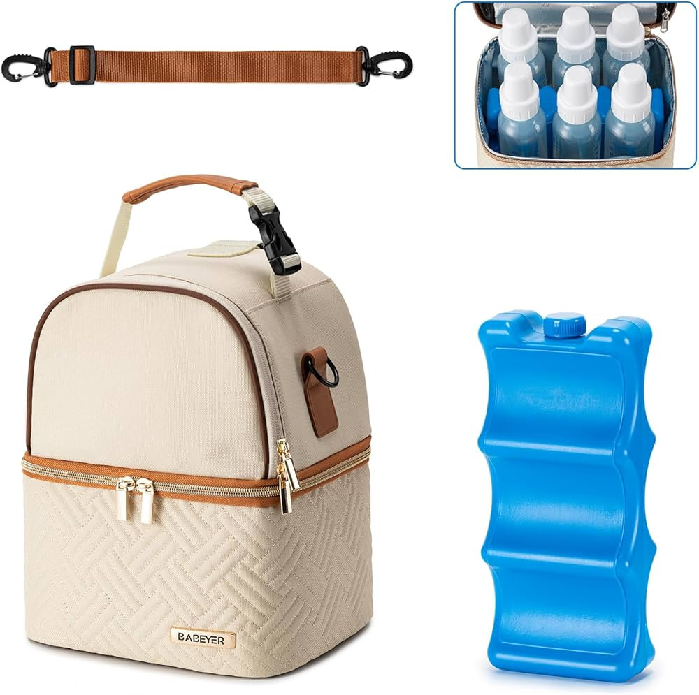 Breastmilk Cooler Bag with Ice Pack Fits 6 Baby Bottles up to 9 Ounce, Breast Milk Pump Cooler Ba... | Amazon (US)