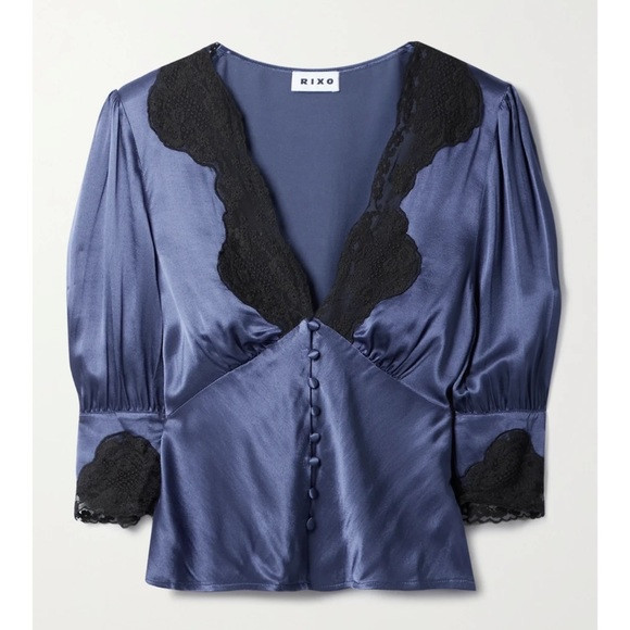 RIXO Amanda lace-trimmed satin blouse | Poshmark
