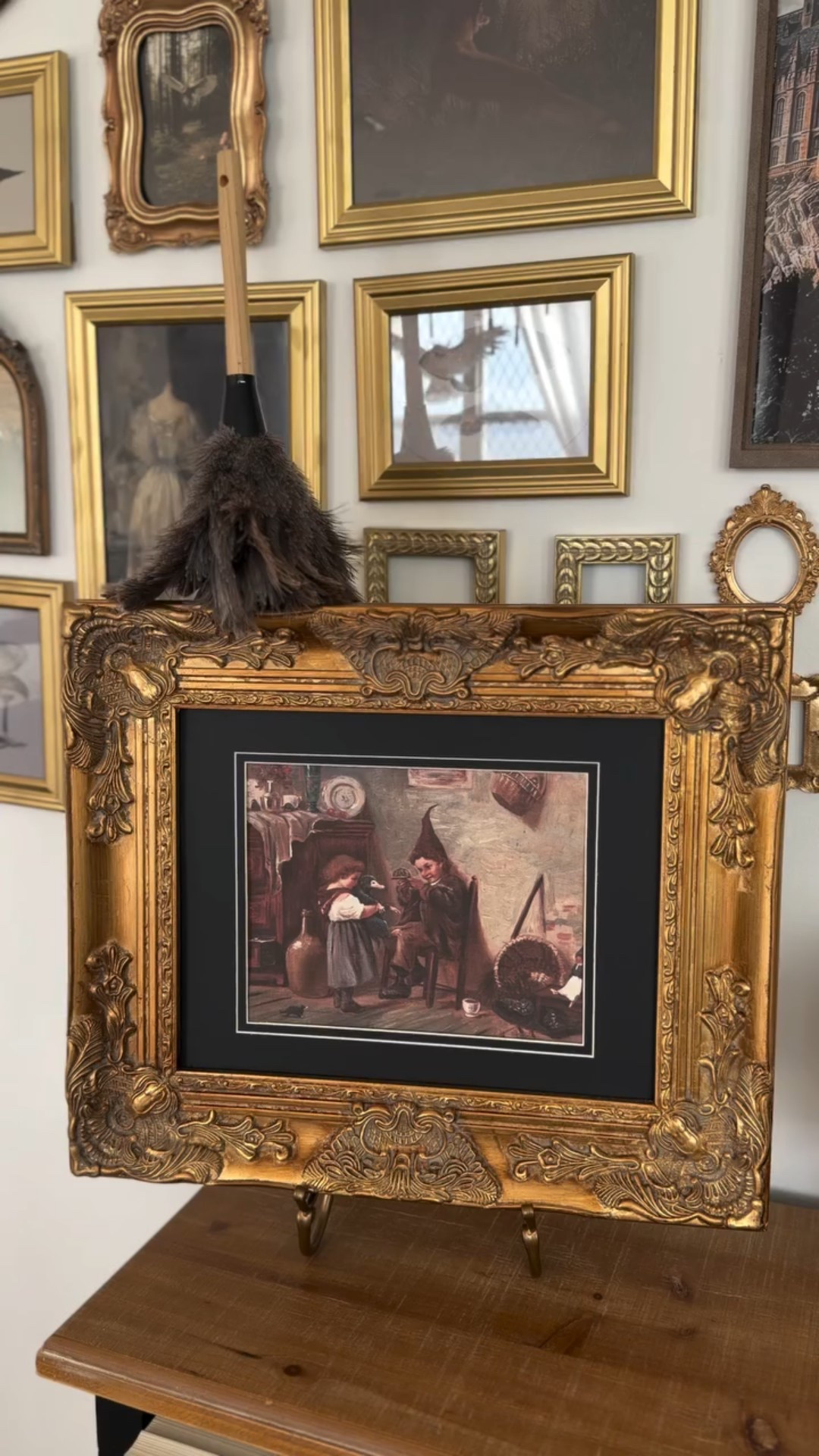 A Harry Potter fan must! A Self-Dusting Picture Frame, like something you’d see at the Burrow!! 

DIY Tools: 
Patience 
A drink (according to my husband)
A Frame (mine is an 11x14 from Hobby Lobby)
A photo stand (mine is from Michael’s)
A Reciprocating Linear Actuator (mine is from Amazon)
A photo (mine is from @upcycled_vintage_art) 
A feather duster with a wooden handle (mine is from Walmart) 

Key points: you need to mount the actuator to the back of the picture frame. The arm has rotational movement, so it will need to be kept off the back of the frame and the wall (this is not a wall mountable frame! Think about putting it on a table). 
The actuator is heavy and will need support to stay upright when moving- I used a photo stand with wide back support. 
The actuator makes noise! It’s not a silent mechanism, but it can also be ignored. 
The duster needs to be attached to the arm of the actuator just above the top of the frame to give the dusting illusion. This is where the wooden handle is important, so you can drill a stabilizer (such as a bolt) in to it to keep it upright while it moves. 
You will need a plug! This particular actuator is not battery ran, so a plug is required to function once assembled. 

🚨If you have assembly questions, please don’t hesitate to ask! 

@harrypotterstyle 
#harrypotter #wizardingworldofharrypotter #weasley 
Harry Potter 
Weasley
Hogwarts 
Wizarding World