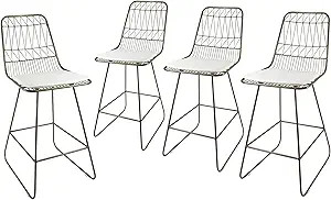 Great Deal Furniture Ella Outdoor Counter Stools, 26" Seats, Modern, Geometric, Light Brass Iron ... | Amazon (US)