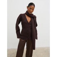 Pretty Lavish Florie Knit Cardigan with Matching Scarf, Brown, Size L, Women | Very (UK)
