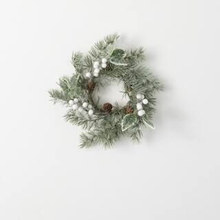 SULLIVANS 11 in. Unlit Green Pine Leaf And Berry Mini Artificial Christmas Wreath CP697 - The Hom... | The Home Depot