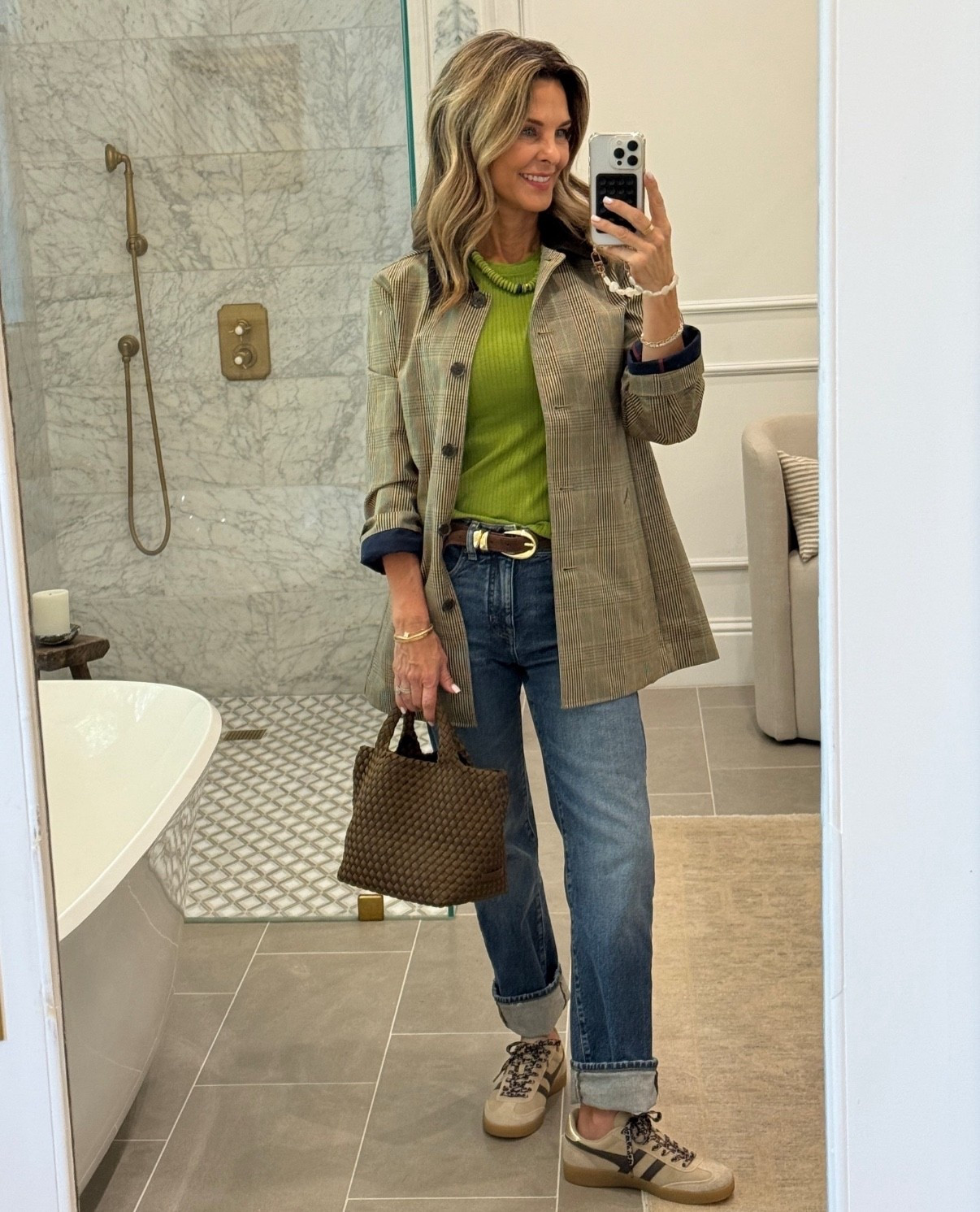 -Fall outfit with a bright pop of color! Merino wool is so soft and comfortable to wear. Love it under jackets or on your shoulders! Wearing XS 
-Jean are a favorite TTS 
-cropped jacket is so fun! 
-Longer barn jacket is gorgeous! 
-sneakers TTS 



#LTKSeasonal #LTKSaleAlert #LTKOver40