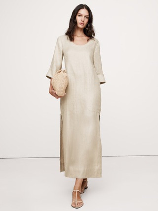 Linen Scoop-Neck Maxi Dress | Banana Republic (US)
