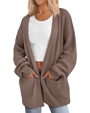 LILLUSORY Womens Oversized Cardigans Soft Knit Cardigan Sweater with Pockets | Amazon (US)