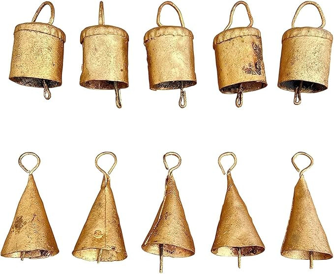 LOT 10 Rustic Hanging Bells shabby chic Harmony Jingle Bells with jute rope bells wind chime wind... | Amazon (US)