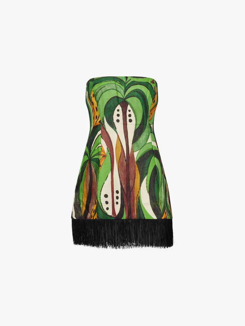 Flow Fringe Strapless Linen Top | Selfridges