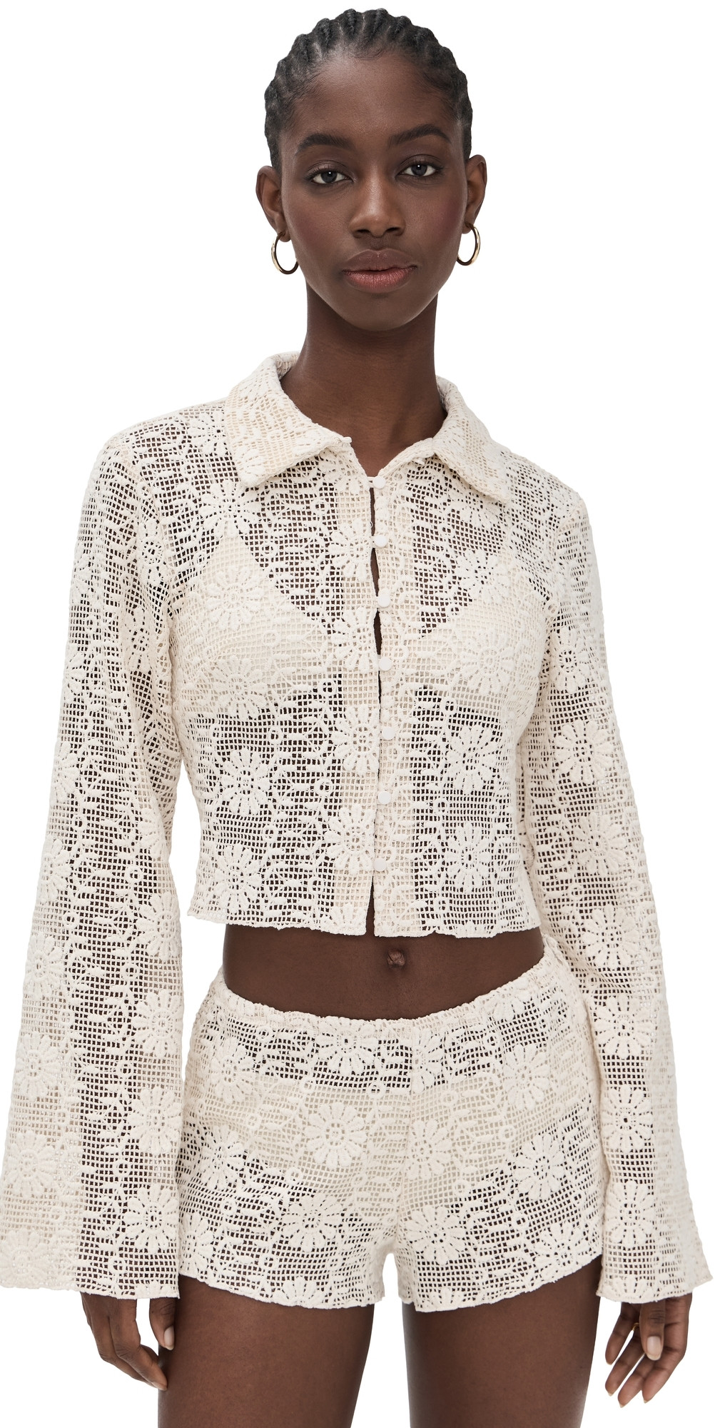 Lioness Babydoll Top Cream Floral XL | Shopbop