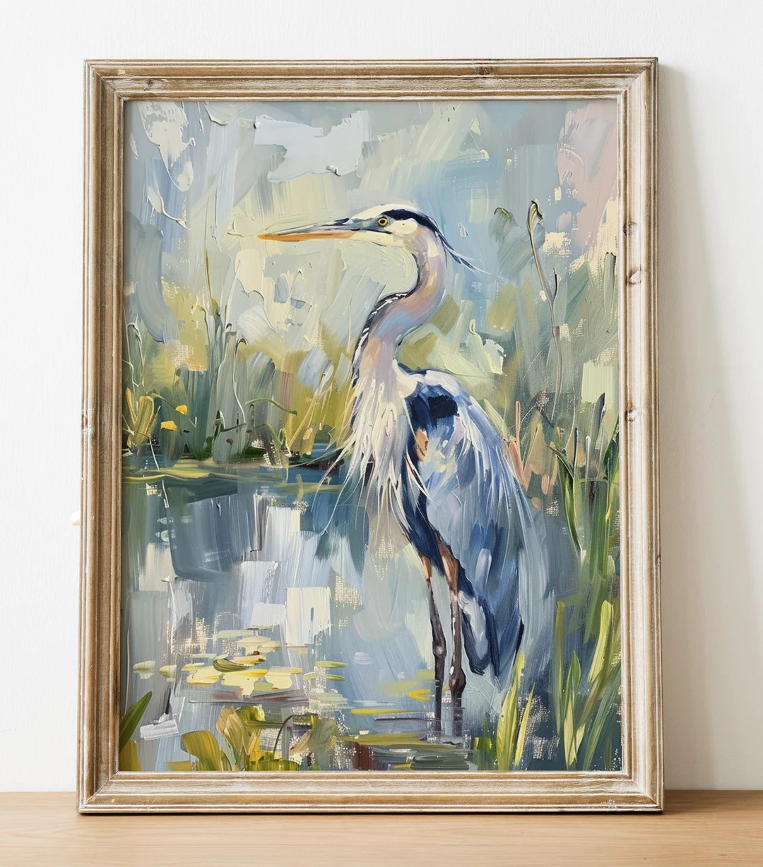 FINE ART PRINT Blue Heron Marsh Painting, Abstract Bird Painting, Bird Oil Painting, Lowcountry, ... | Etsy (US)