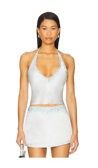 x REVOLVE Marina Hand Beaded Top in Ice Blue | Revolve Clothing (Global)