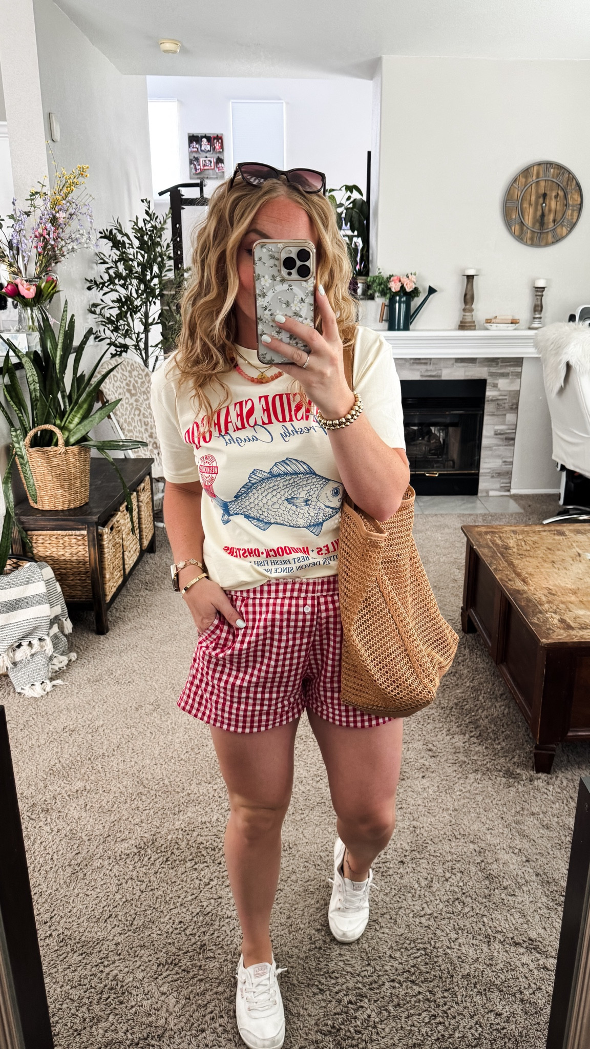 Coastal graphic tee, red and white gingham boxer shorts, mesh tote bag, and white sneakers. Everything fits tts





Amazon outfits every outfit inspo, outfit ideas, casual outfits amazon, amazon outfits every day, spring outfits 2026, summer outfits, fish shirt, lobster shirt

#LTKootd #LTKSaleAlert #LTKPetite