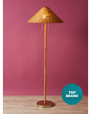 62in Rattan Wrapped Brass Base Floor Lamp | HomeGoods
