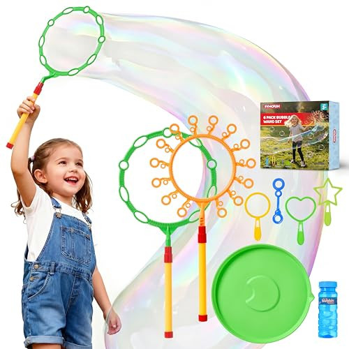 SYNCFUN Giant Bubble Wands Set Bulk with Bubble Solution for Kids Summer Outdoor Toy Game Activity Party Favors, 8 Pcs Giant Bubble Maker with Tray, 20.5" Large Wand Set for Boys Girls Kids Toddler | Amazon (US)