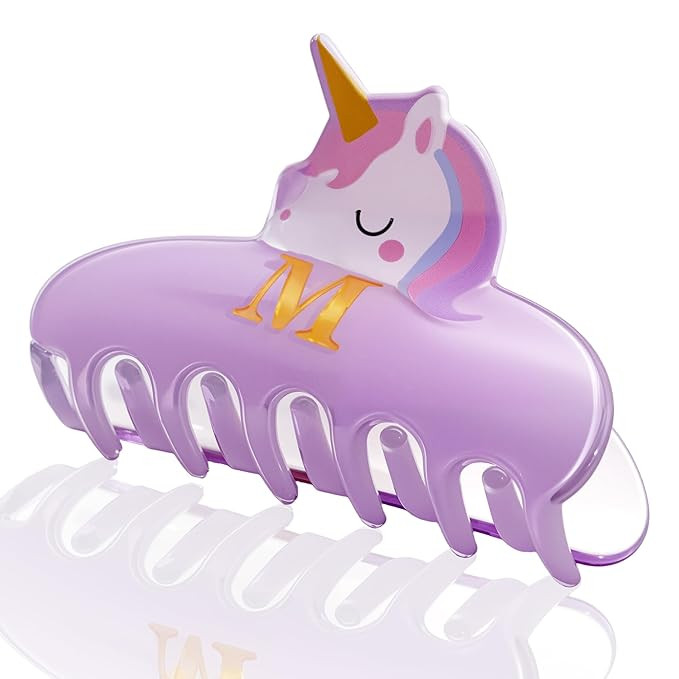 Hair Claw Clips for Girls - Christmas Gifts for Girls, Cute Initial Unicorn Claw Clips Durable Ha... | Amazon (US)