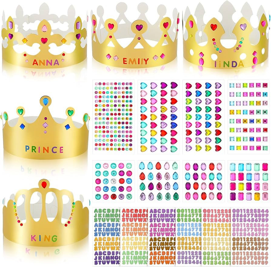 Paper Princess Prince Crowns for Kids Birthday Party Hats Gold for Boys Girls DIY Crown Supplies ... | Amazon (US)