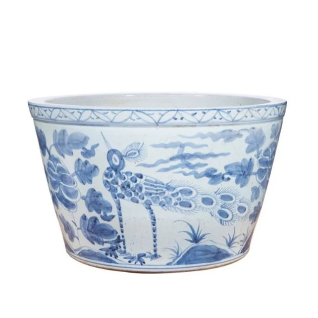 Antiqued Blue Peacock Basin Planter | Cailini Coastal