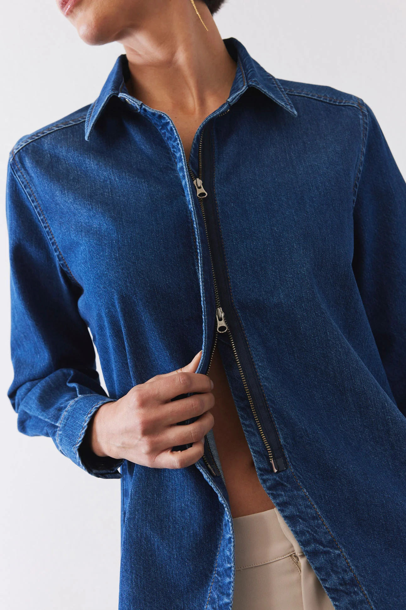 Denim Handkerchief With a Zipper Blouse | Ruti