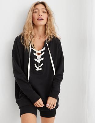 Aerie Lace Up Oversized Crew Sweatshirt | American Eagle Outfitters (US & CA)