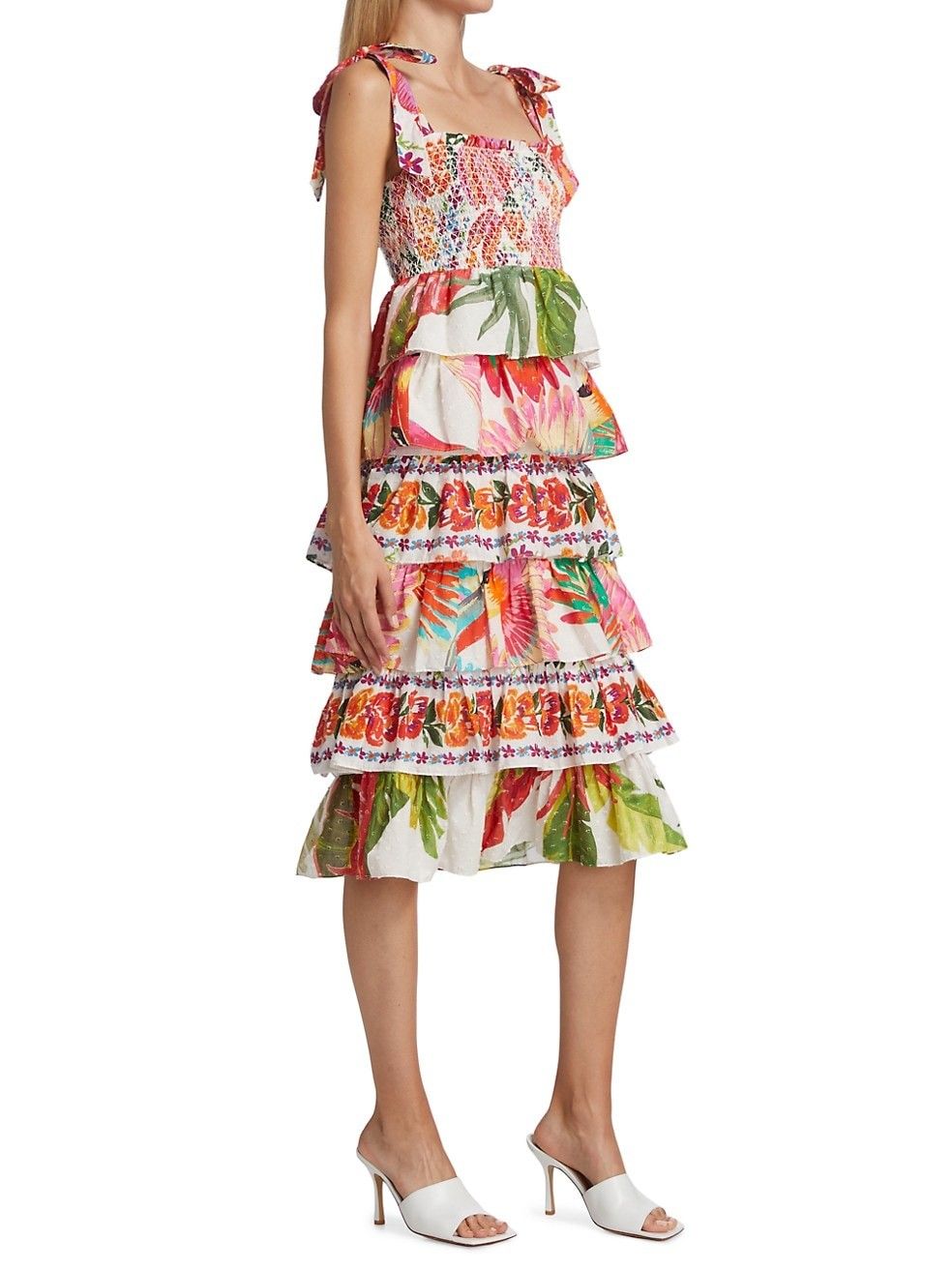 Tie-Shoulder Tiered Dress - Farm Rio Dress | Saks Fifth Avenue