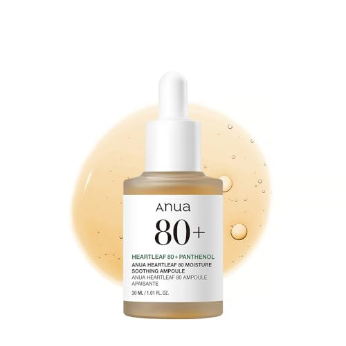 Anua Heartleaf 80 Soothing Ampoule, Hydration Facial Serum for Glass Skin, Panthenol, Hyaluronic Acid, Non-Greasy, Gentle Formula, Lightweight Essence, Vegan, Korean Skin Care, 30ml/1.01 fl.oz | Amazon (US)