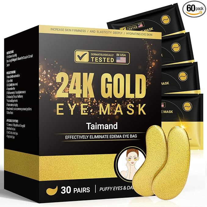 Under Eye Patches (30 Pairs), 24K Gold Under Eye Mask for Puffy Eyes, Dark Circles,Bags and Wrink... | Amazon (US)