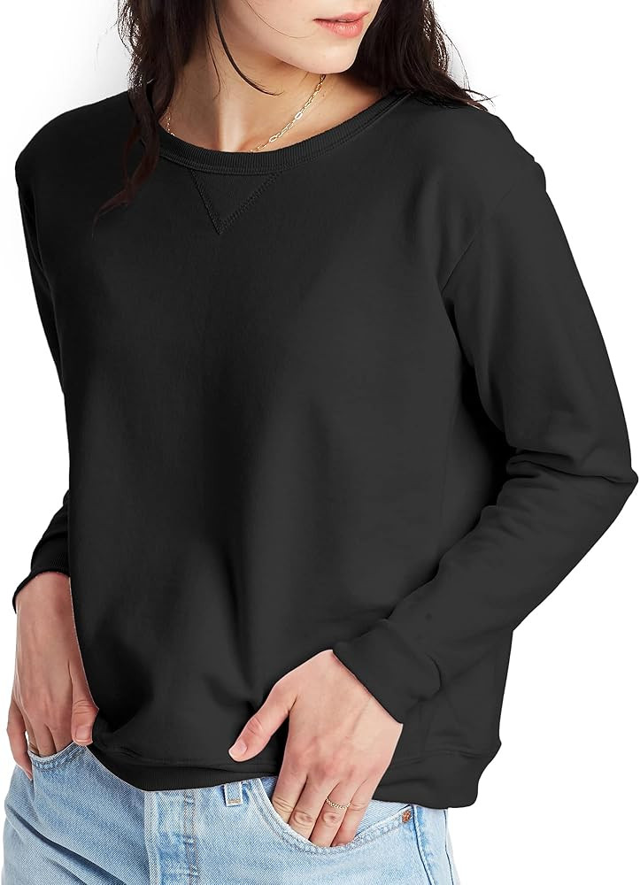 Hanes Women's Crewneck Sweatshirt, EcoSmart Fleece Women's Pullover Sweatshirt, Sweatshirt for Wo... | Amazon (US)