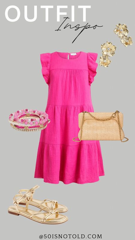 Outfit idea for Spring and Summer | Pink Dress | Gold Sandals | Date Night 

#LTKOver40 #LTKWedding #LTKStyleTip
