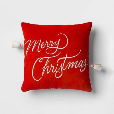 Merry Christmas Square Throw Pillow Red - Threshold™ | Target