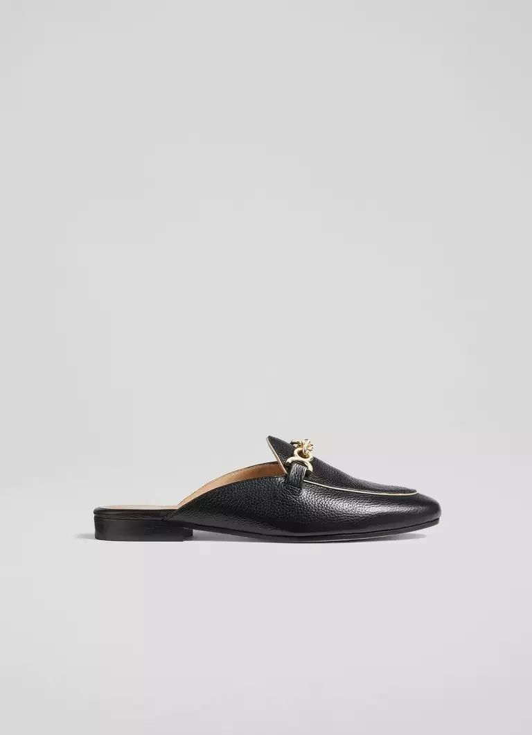 Eve Black Leather Backless Loafers | L.K. Bennett (UK)