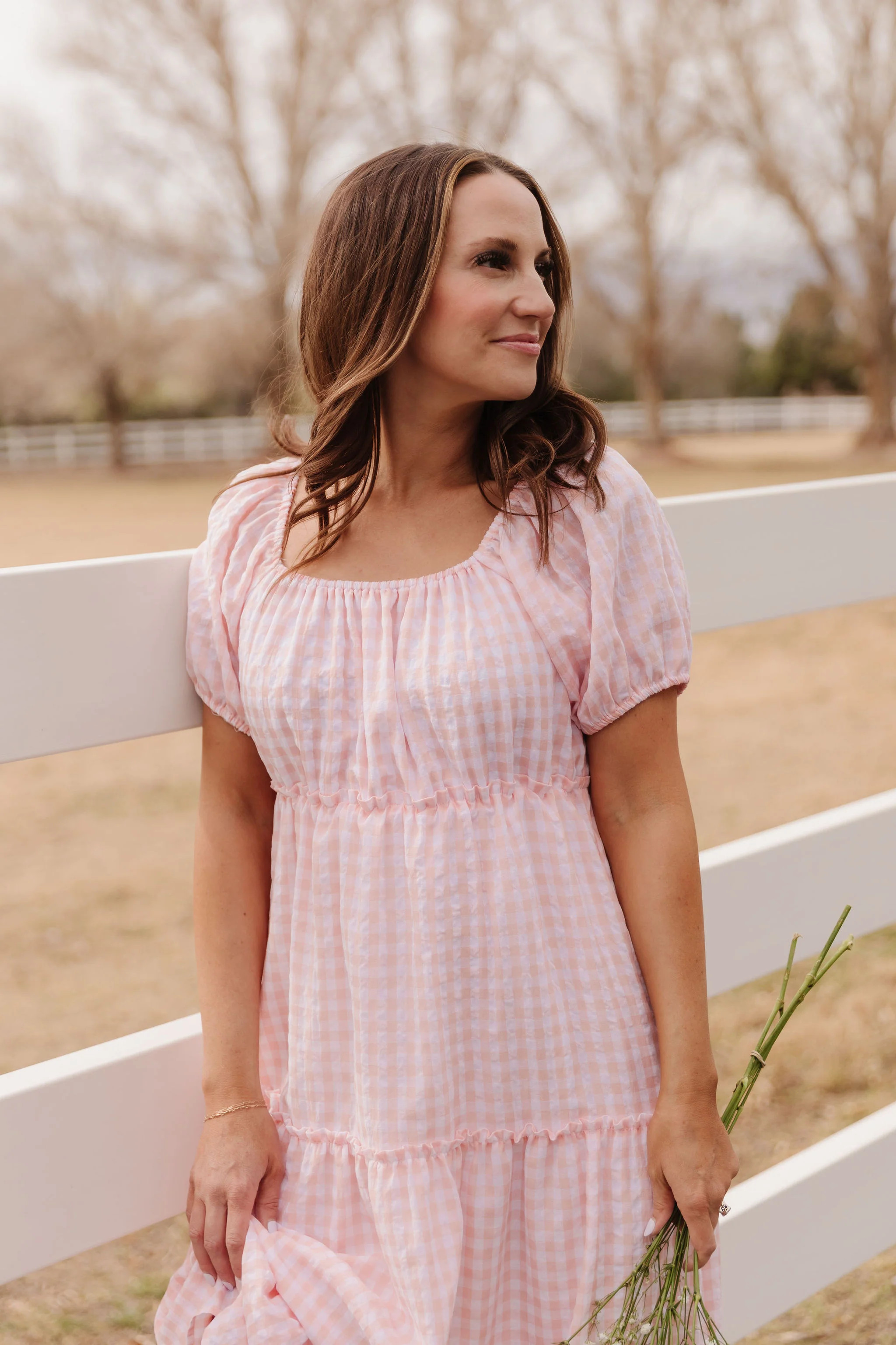 THE EVERMORE DRESS IN PEACH GINGHAM BY PINK DESERT | Pink Desert