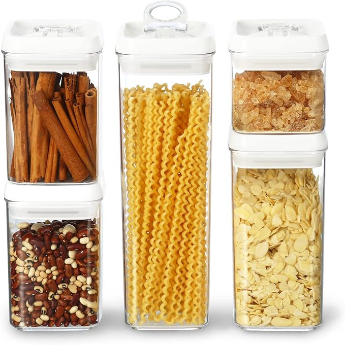 Felli Flip Tite Storage Container with Lid 4" Airtight Ring Seal Top, Stackable Acrylic Canister ... | Amazon (US)