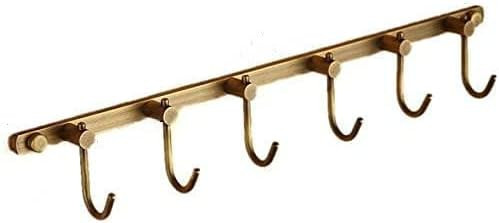 WINCASE Antique Brass Hook Rack, 6 Hooks Coat Rack, Bath Wall Hook Rack Vintage Mounted Brushed B... | Amazon (US)