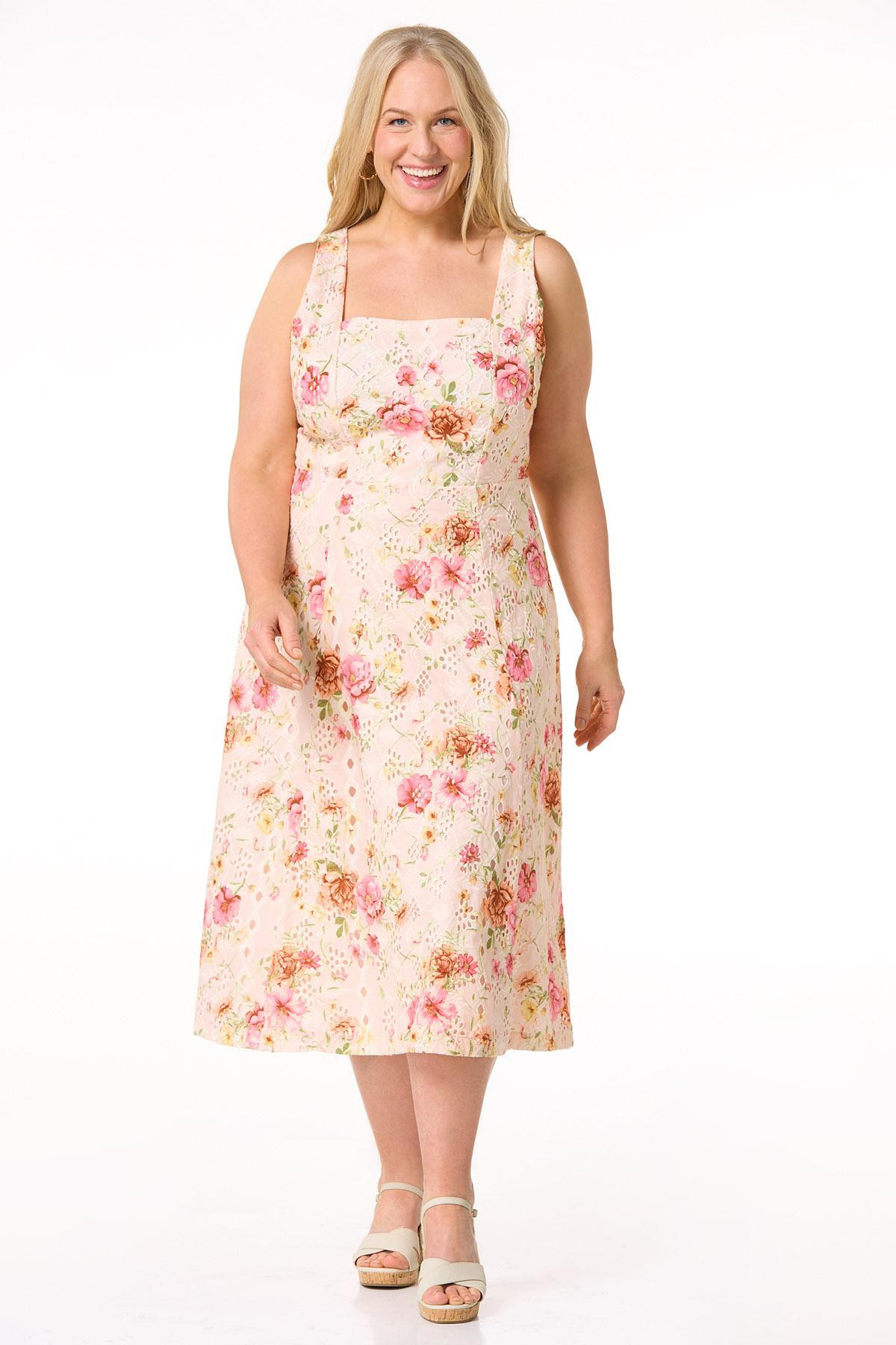 Plus Size Rose Garden Eyelet Dress | Cato Fashions