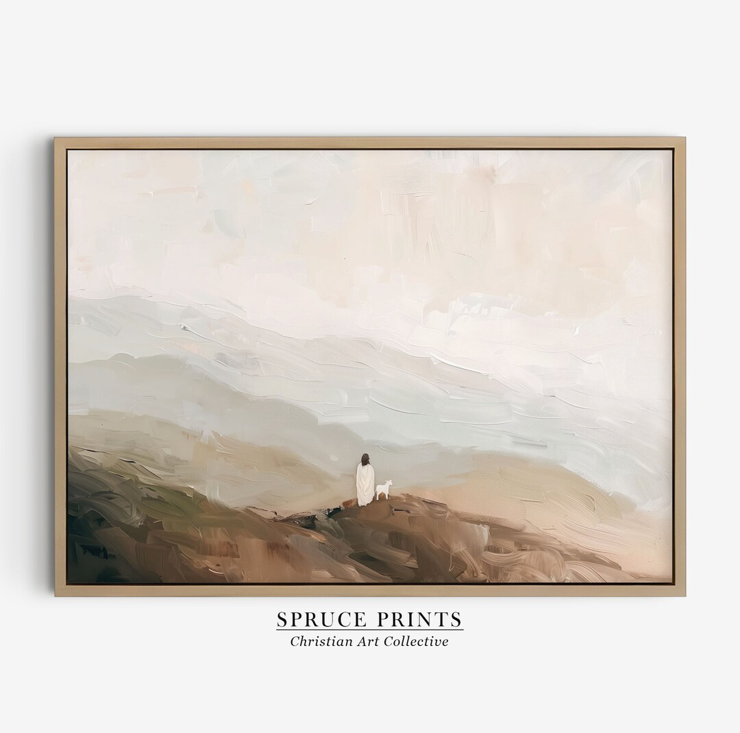 Jesus Leaves the 99, Parable of the Lost Sheep, Jesus Abstract Painting, Good Shepherd, Jesus Art... | Etsy (US)