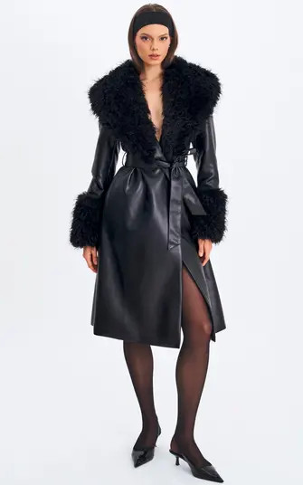 Miss Circle Zariah Faux Fur Trimmed Longline Coat | Nordstrom | Nordstrom