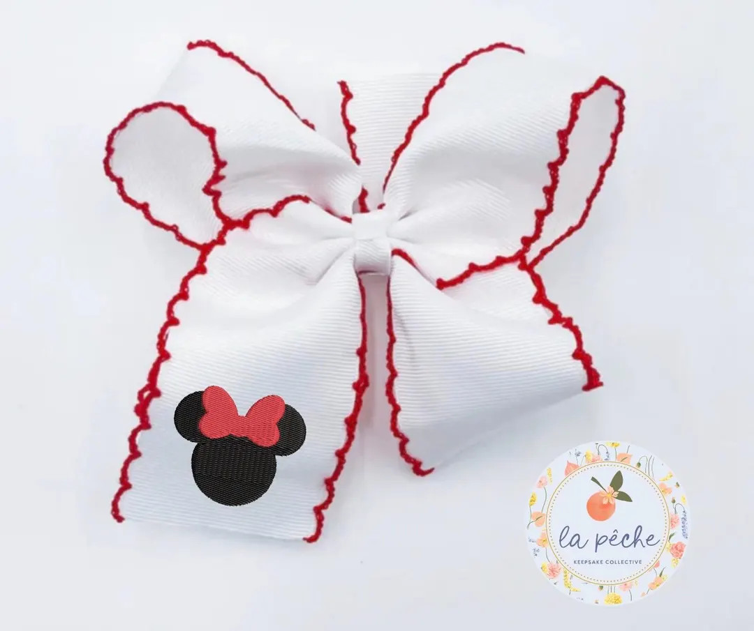 Custom Mouse Hair Bow for Girls Grandmillenial Custom Embroidered Mouse Park Souvenir for First T... | Etsy (US)