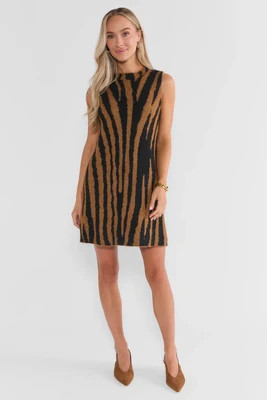 Brown Animal Print Short Dress | Avara