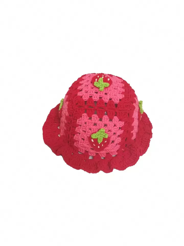 Boho 1pc Women's Crochet Strawberry Pattern Bucket Hat Suitable For Daily Wear | SHEIN USA | SHEIN