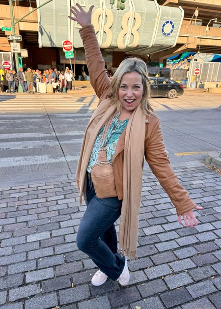 This travel outfit was perfect for a fall visit to New York City! Loved the moto jacket and mid sized jeans for petites!

#LTKSeasonal #LTKmidsize #LTKover40