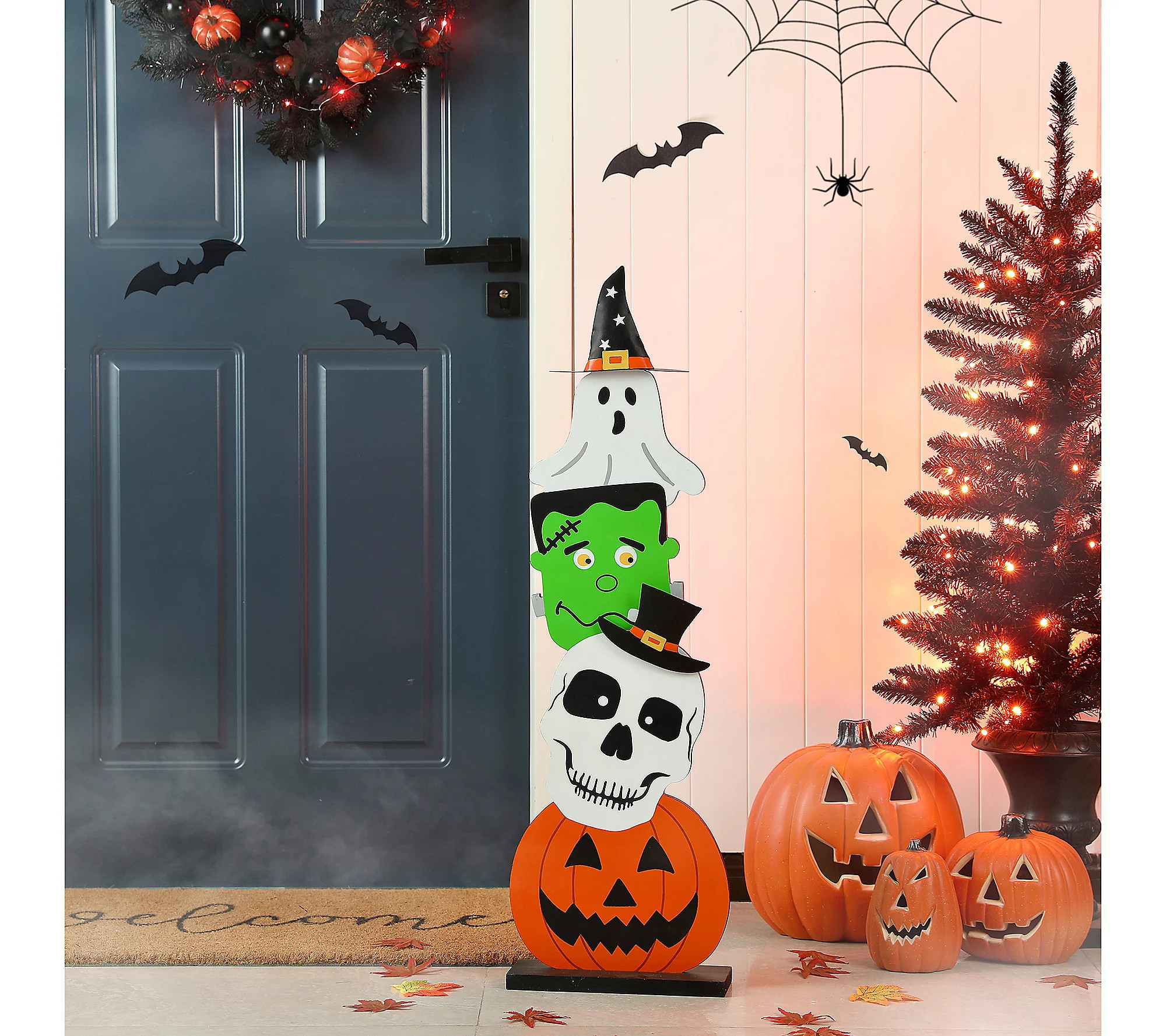 Glitzhome 36""H Halloween Stacked Design Porch D ecor | QVC