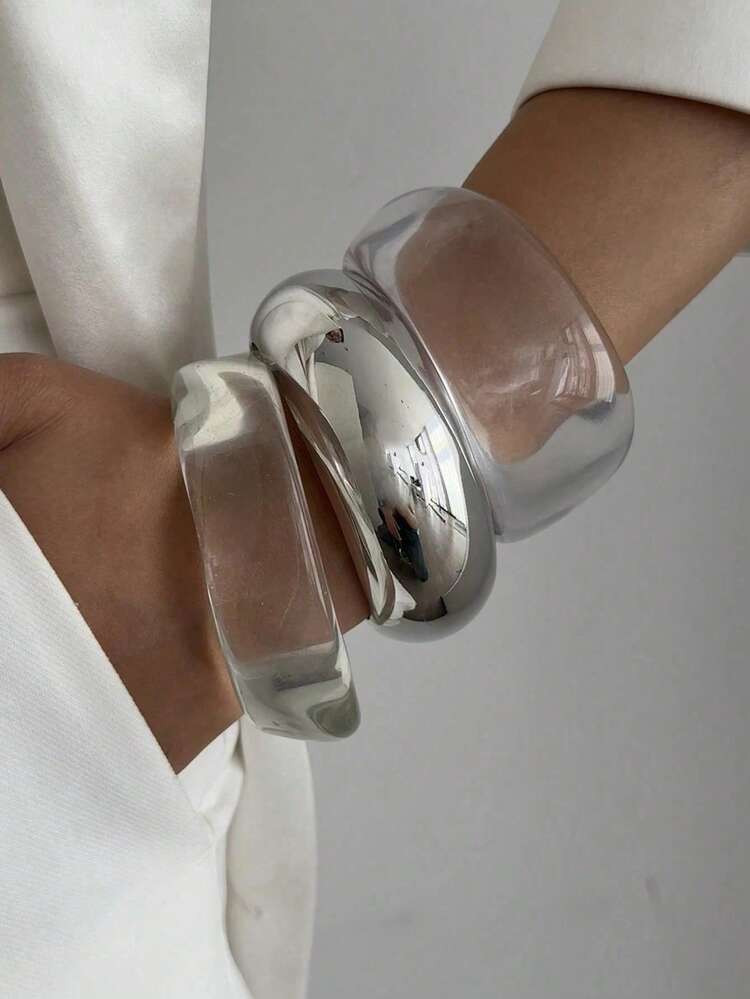 1pc/3pcs/Set Bohemian Geometric Arc Resin Cuff Bracelet, Luxurious Casual Party Wedding Holiday Unisex Resin Bracelet Gift (Slight Imperfections And Color Variations In The Resin Are Normal) | SHEIN