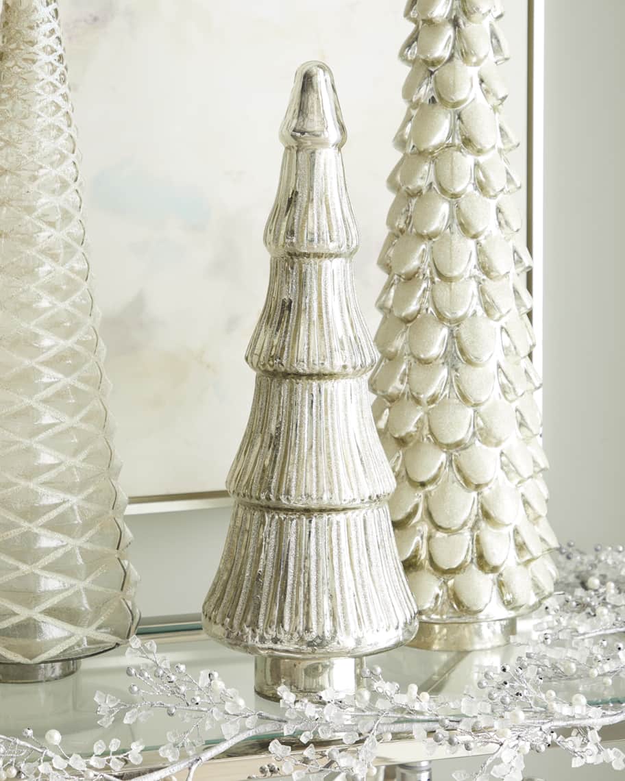 Stalwart Homestyles 22" Silver and White Decorative Glass Tree | Neiman Marcus