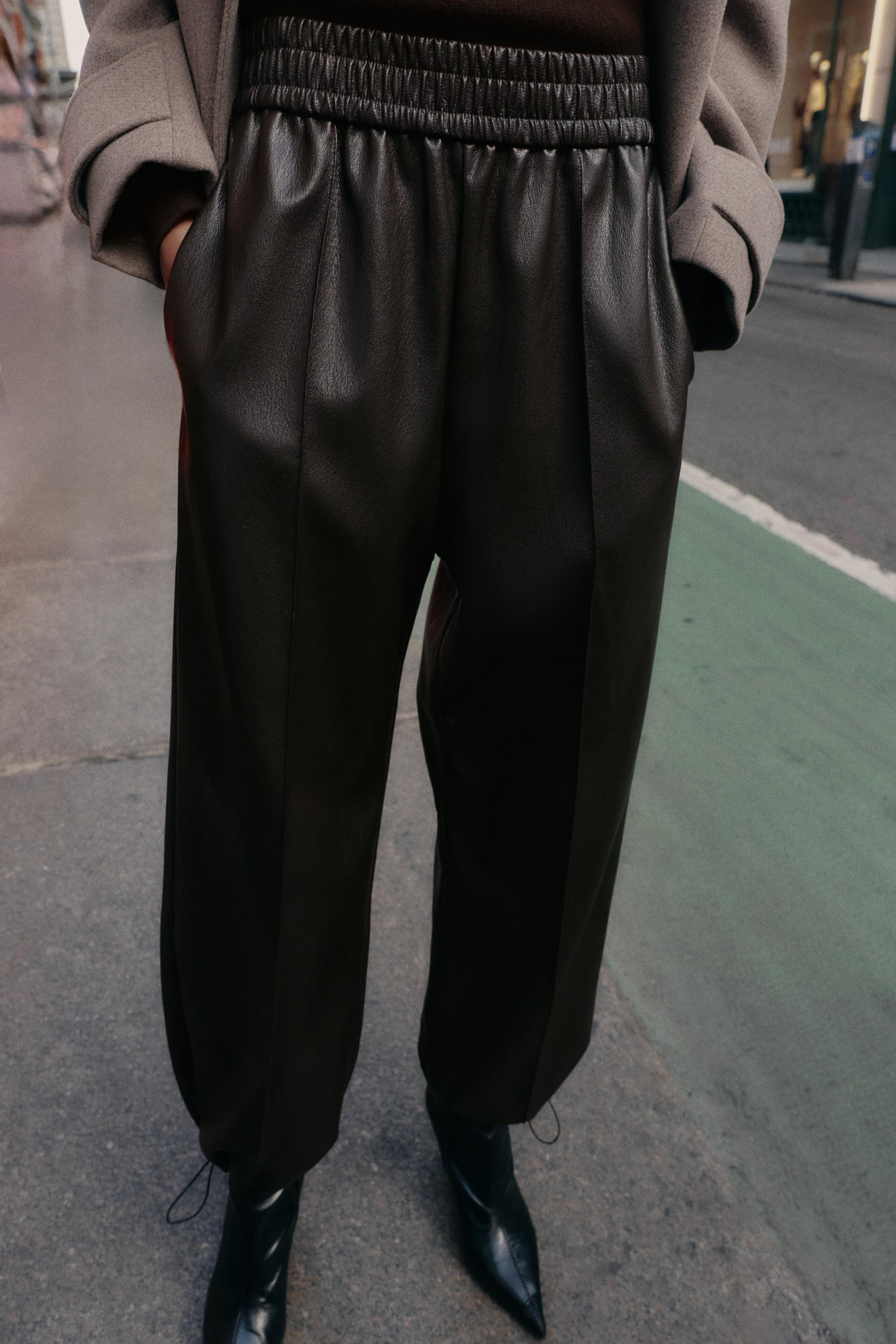 FAUX LEATHER BALLOON PANTS | Zara US