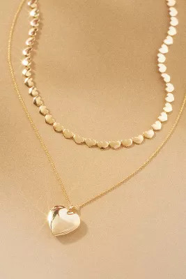 Set of Two Layer Heart Necklaces | Anthropologie (US)